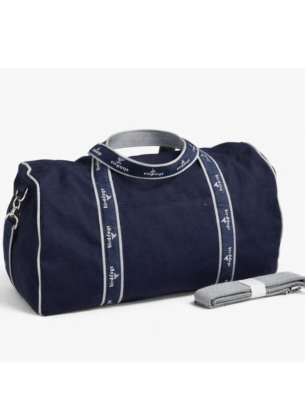 NWOT Birddogs Classic Navy Canvas Gym Duffel with Branded Webbing